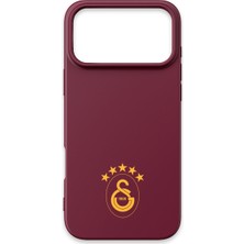 iPhone 17 Pro Uyumlu Galatasaray 5 Yıldız Sarı Arma Bordo Silikon Lisanslı Telefon Kılıfı