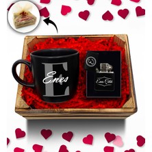 As Gift Kasa Içerisinde Kişiye Özel Siyah Kupa & Zippo Tarzı Çakmak Hediye Seti