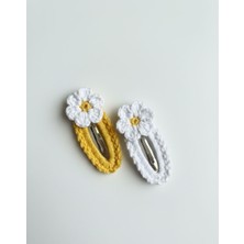 Winy Concept El Örgüsü Papatya Figürlü Çıt Çıt Toka Seti - Sarı Beyaz 2’li Örgü Toka
