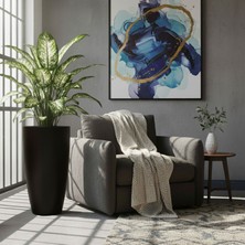 DEQQU Aura Curva 75X42CM Kıvrımlı Konik Fiberglass Saksı Büyük Boy Iç Dış Mekan Dış Mekan