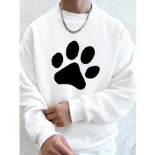 Basit Taban Desenli Baskılı Erkek Sweatshirt Kışlık Bol Kapüşonlu Spor Bisiklet Yaka Polar Sı