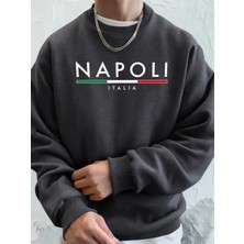 Napoli Italya Mektup Desenli Moda Kapüşonlu Üst Erkekler Sonbahar Polar Kapşonlu Kazak Rahat