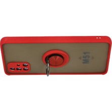 Olinea Newface Galaxy M51 Kılıf Montreal Yüzüklü Silikon Kapak - Kırmızı