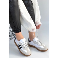 Zerti Beyaz Cilt Bağcıklı Spor Ayakkabı