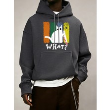 Doubtful Cat Handing Knife Desenli Erkek Sokak Modası Temel Kapüşonlu Üstler Günlük Kombinlen