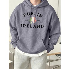Dublin Irlanda Est 988 Baskılı Günlük Polar Kapüşonlu Üstler Erkek Sokak Giyim Bol Kıyafetler