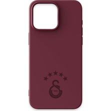 iPhone 14 Pro Max Uyumlu Galatasaray 5 Yıldız Bordo Silikon Lisanslı Telefon Kılıfı