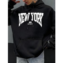 New York Göz Alıcı Mektup Tasarım Erkek Kapüşonlular Hip Hop Hoody Rahat Polar Yumuşak Spor S