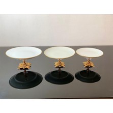 Atabey Home Porselen Döküm Ayaklı Yuvarlak Sunumluk 3 Parça Set Sade