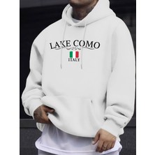 Lake Como Italia Harfli Baskılı Kazaklar Erkek Rahat Sokak Modası Sweatshirt Sonbahar Polar S