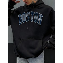 Boston Mektup Logo Tasarımı Erkekler Hoody Sonbahar Polar Kapüşonlular Hip Hop Büyük Boy Soka