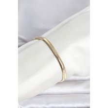 Pazarcan cm 14K Gold Renk Yassı Zincir Yılan Model Kadın Bileklik