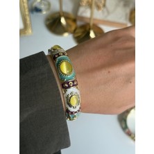 Houseki Vintage Etnik Taşlı Kelepçe Bileklik
