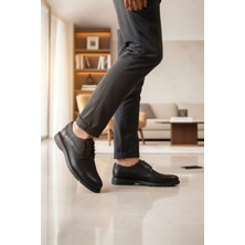 Enoch Hakiki Deri Siyah Casual Erkek Ayakkabı (Lazer Dokulu)