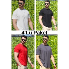Eydamoon Erkek Çoklu Paket Regular Likralı Kumaş %100 Pamuklu Bisiklet Yaka Kısa Kollu T-Shirt