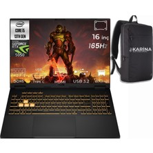 Asus Tuf Gaming F16 Intel Core I5-13450HX FX608JH-RV010-K084 24GB 2tb+2tb Rtx 5050 8gb W11PRO 16" Fhd+ Wuxga 165Hz IPS Panel Taşınabilir Dizüstü Bilgisayar & Karina Çanta