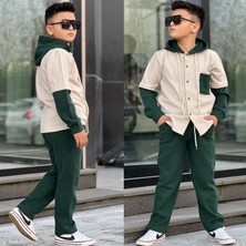 Burçak Butik Erkek Çocuk Kapüşonlu Gömlek - Pantolon -  Selanik Kumaş Alt Üst Likralı 2 Parça Şık Takım - Bayramlık