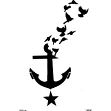 Airbrush Tattoo Çapa ve Kuşlar Yapışkanlı Stencil Süsleme ve Boyama Kalıbı