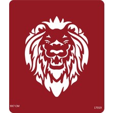 Airbrush Tattoo Taçlı Aslan Kral Stencil Süsleme ve Boyama Kalıbı