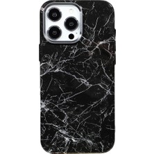 Casen iPhone 15 Pro Max Uyumlu Magsafe Premium Siyah Beyaz Mermer Kamera Korumalı Darbe Emici Kılıf