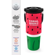 Coral High Kids Kırmızı Yeşil Karpuz Desenli Pipetli ve Direkt Içim Çelik Termos 900 ml 38745