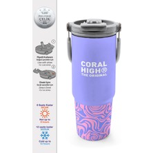Coral High Milka Geometrik Desenli Pipetli ve Direkt Içim Çelik Termos 900 ml 38704