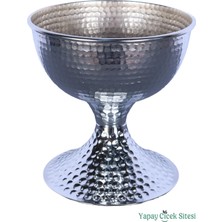 Yapay Çiçek Sitesi Metal Dekoratif Darbeli Vazo 20 cm Gümüş