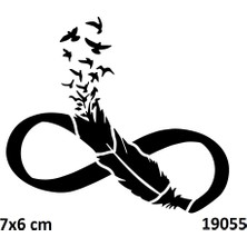 Airbrush Tattoo Sonsuzluk ve Kuşlar Yapışkanlı Stencil Süsleme ve Boyama Kalıbı