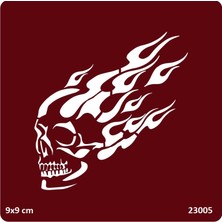 Airbrush Tattoo Alev ve Kuru Kafa Yapışkanlı Stencil Süsleme ve Boyama Kalıbı Şablon