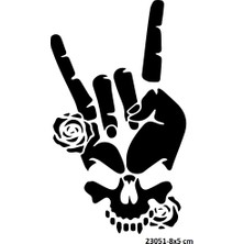 Airbrush Tattoo Metalci Güllü Kuru Kafa Yapışkanlı Stencil Süsleme ve Boyama Kalıbı