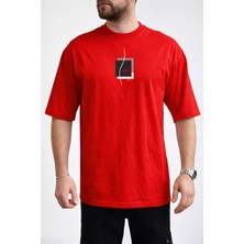 Caddekombin Erkek Forever Yazı Baskılı Bisiklet Yaka Kırmızı T-Shirt