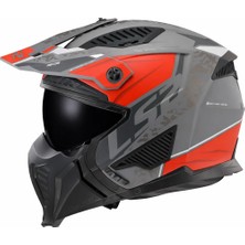 Ls2 Drıfter Devor Mat Gri-Tıtanıum-Kırmızı Kask (Siyah Vizör)