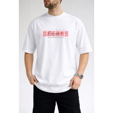 Caddekombin Erkek Follow Your Dreams Yazı Baskılı Bisiklet Yaka Beyaz T-Shirt