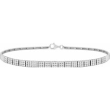 Zeya Kuyumculuk 14 Ayar Beyaz Altın Üç Sıra Taşlı Bileklik