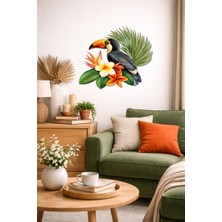 hg home&game Ahşap Tukan Duvar Dekoru – Renkli Tropikal Tasarım 3 (33X28 Cm)