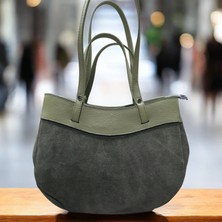 Valentina Victoria Hakiki Yarma Süet Büyük Boy Omuz  Çanta