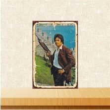 Pi Dekorasyon Cüneyt Arkın 20*30 cm Retro Ahşap Poster TKFX3831