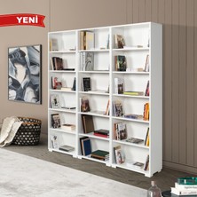 EVMO Home 8324 Evm Kitaplık , Kapaksız , 18 Bölmeli , 15 Raflı , Beyaz