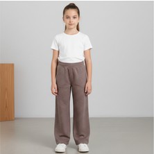 Cubbux Kız Çocuk&genç  Taşlı Pantolon Wide Leg Bol Paça Kumaş Beli Lastikli
