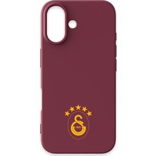 iPhone 16 Uyumlu Galatasaray 5 Yıldız Sarı Arma Bordo Silikon Lisanslı Telefon Kılıfı