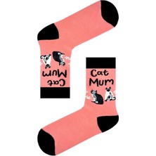Bemp Cat Mum Yazılı Renkli Soket Çorap