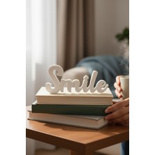 Ecolia Store Dekoratif "smile" Yazısı - Beyaz Minimalist Masa Üstü Obje - 3D Baskı Modern Ev ve Ofis Aksesuarı