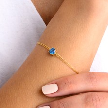 Mold Jewel Yuvarlak Topaz Bileklik (925 Gümüş)