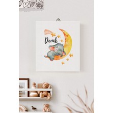 Lilabio Isme Özel Çocuk Odası Kanvas Tablo Fil (17X21 Cm)