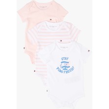 Tommy Hilfiger Kadın Pembe Tommy Hilfiger 3 Pack Body Ss Gıftb, Th3 Pembe 3'lü Bebek Tulumu