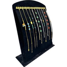 Sezgin Kutu ve Aksesuar Oval Dikey Bileklik ve Zincirlik Standı Siyah Süet