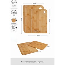 ByKurt Bambu Kesme Tahtası Seti (2’li) 28-33 cm | Doğal Ahşap Mutfak Sunum Tahtası