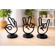 MisterionStudio Dekoratif El Işareti Biblo Seti 3’lü | Modern Masa & Ofis Dekoru | Minimal Tasarım 19CM