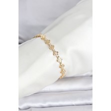 Mç Plus cm 14K Gold Renk Yonca Model Kadın Bileklik