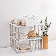 Hype Store Orret Home 2'li Raf Düzenleyici Seti: Dolap Içi Düzenleyici, Tabak ve Bardak Rafı Tabak Düzenleyici